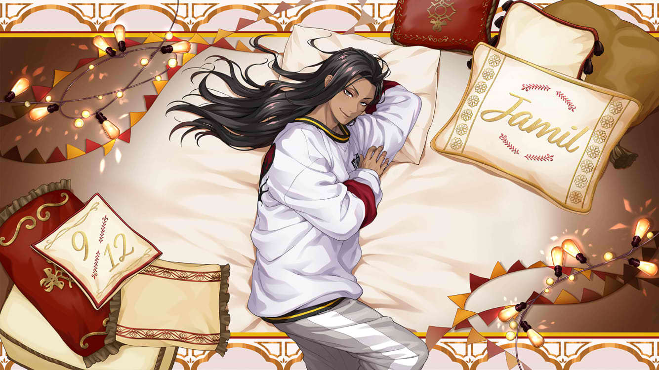 ツイステ　まとめ　寮服　ブルーム　くつろぎ　ジャミル ツイステ】SSR/ジャミル【くつろぎマイルーム】の詳細・評価